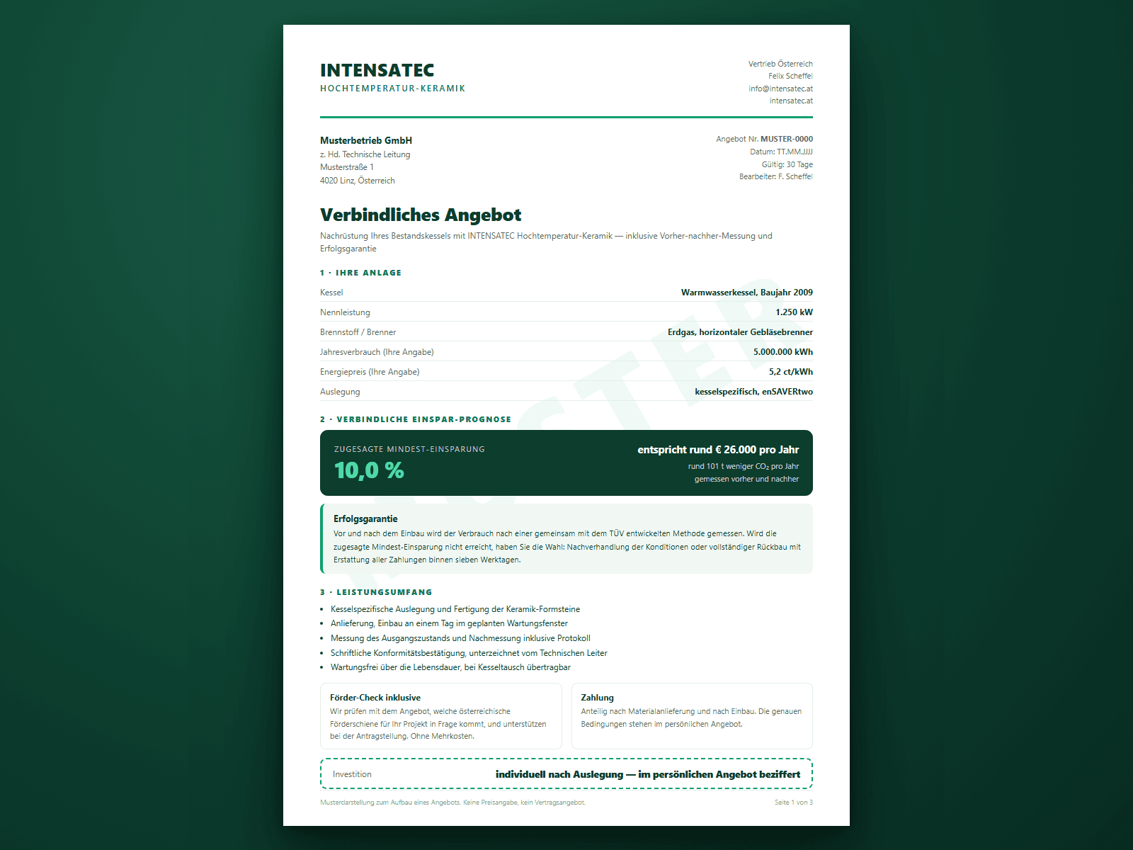So ist Ihr Angebot aufgebaut — Musterdarstellung ohne Preisangabe